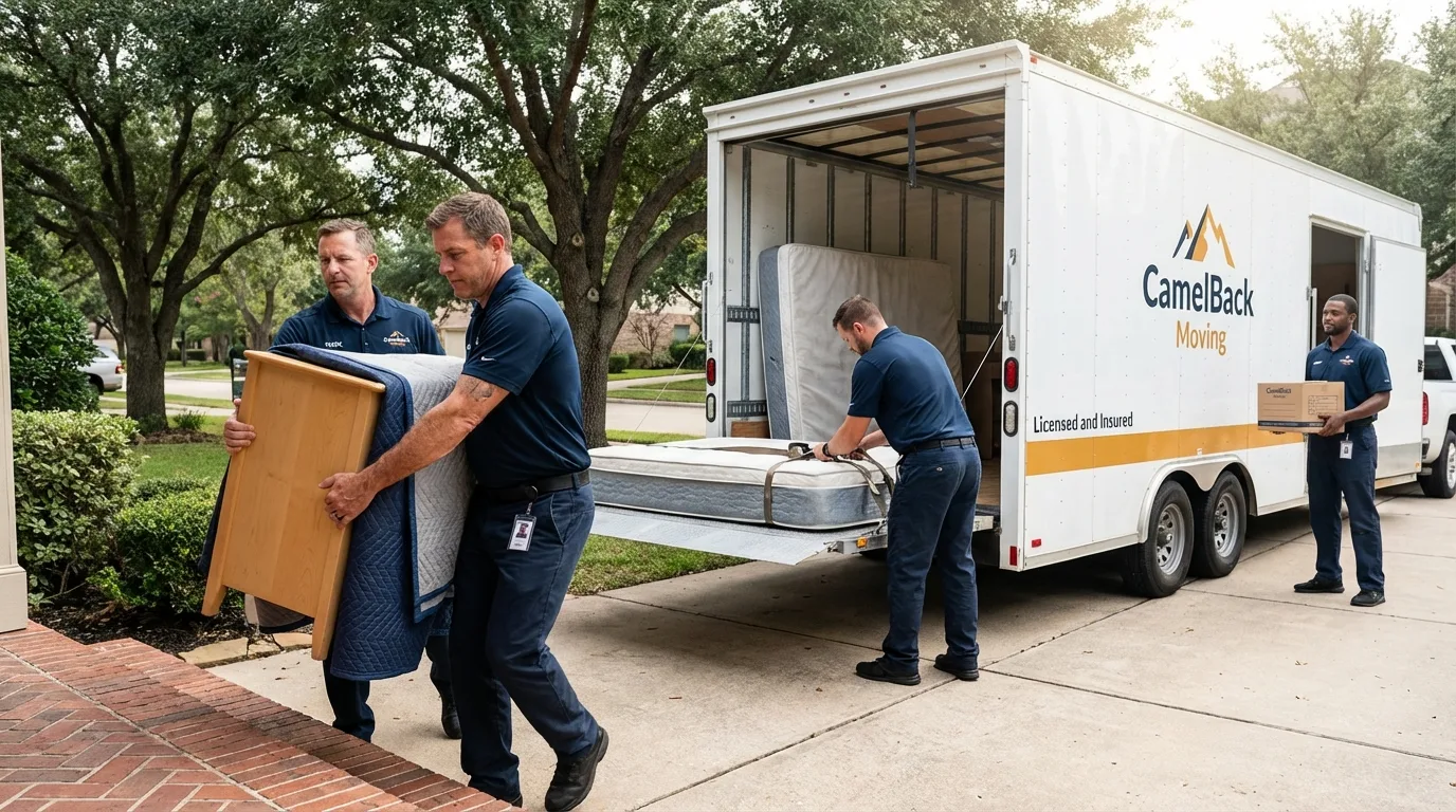 Crew loading residential truck for cross-state move from Woodstock, NH